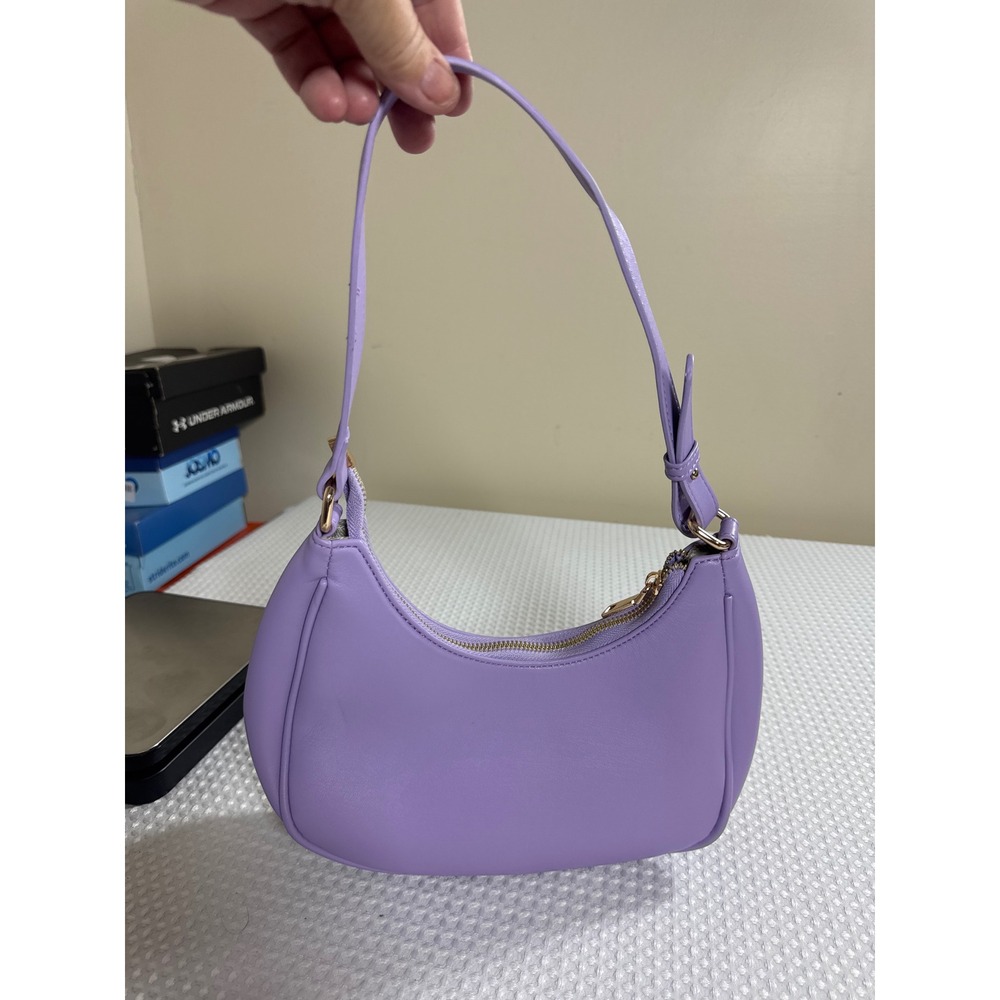 Shoulder Bag Crescent Purple Faux Leather NEW
